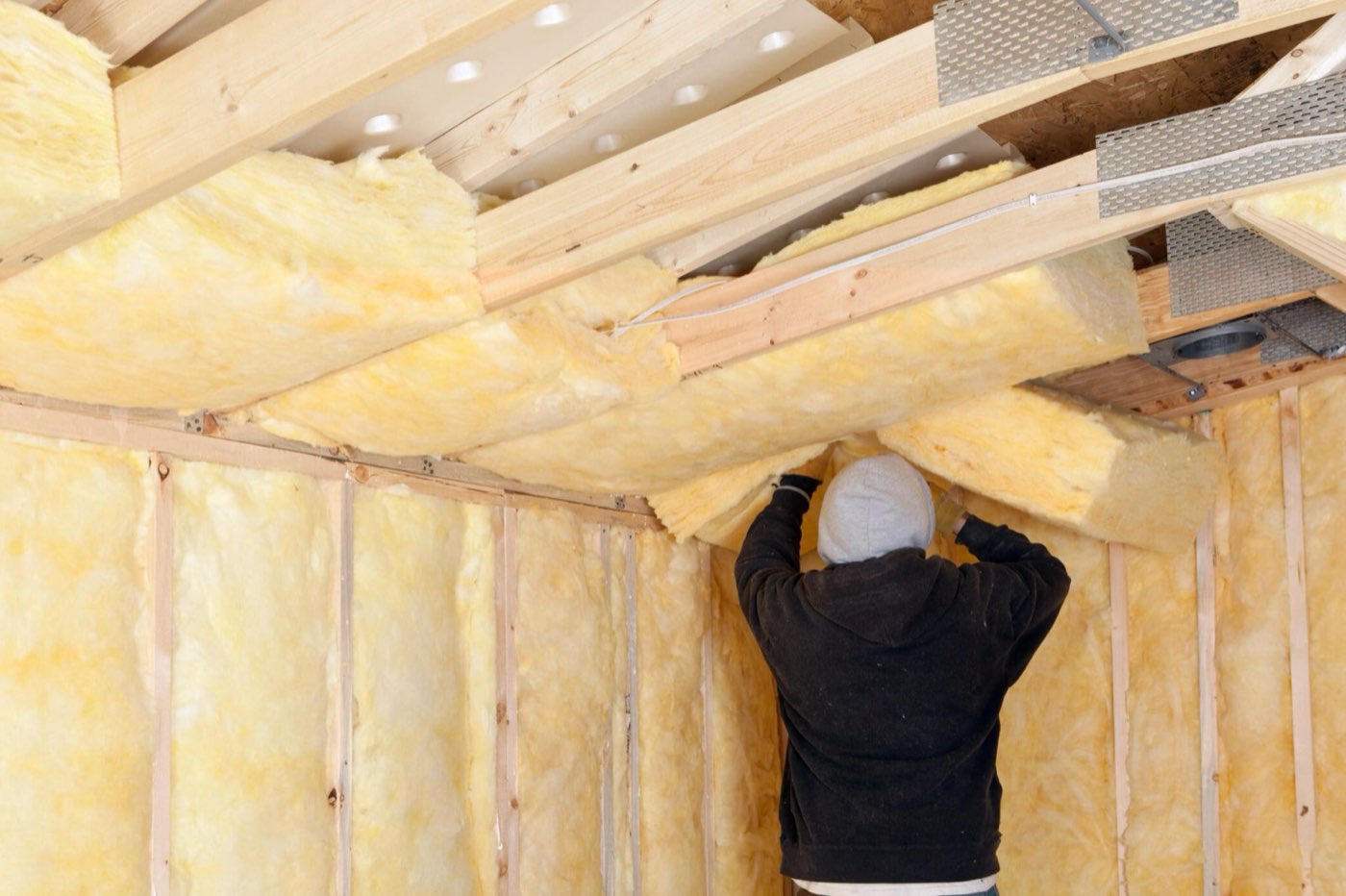Batt fiberglass insulation installation in Central Florida